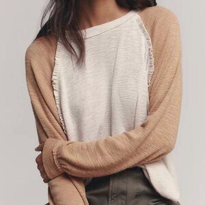 Pilcro White and Tan Long Sleeve Tee